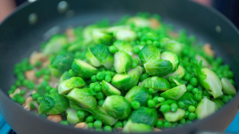 Brussels Sprouts with Peas and Cashew Nuts