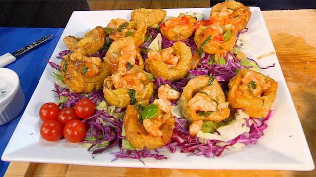 Tostones Rellenos de Camarones