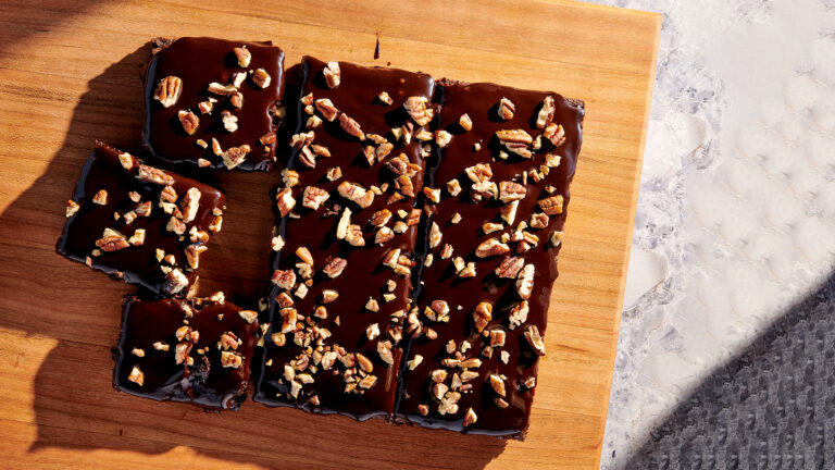 Fudgy Brownies Topped with Ganache