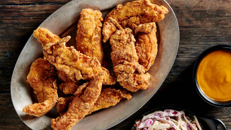 Fried Chicken Tenders with Coleslaw