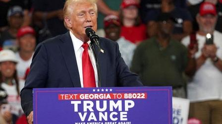Video thumbnail: PBS News Hour Trump gives economic speech as polls show Harris gains