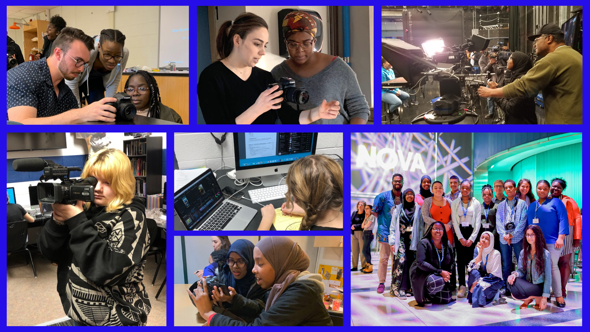 A photo collage of students from the NOVA Science Studio